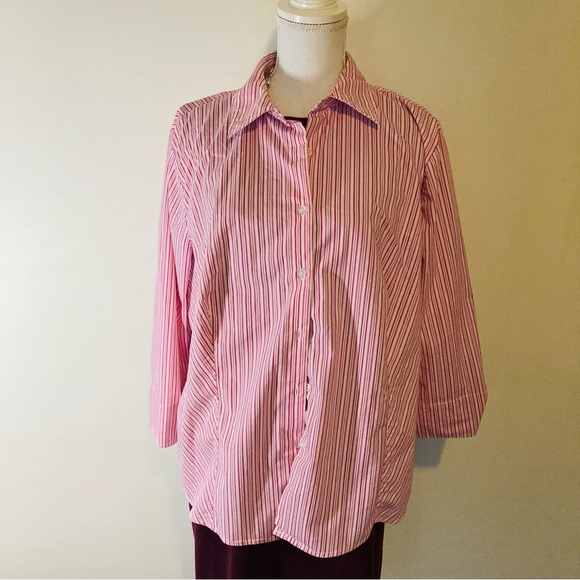 Jessica London size 18/20 pink striped button down shirt - Picture 1 of 6